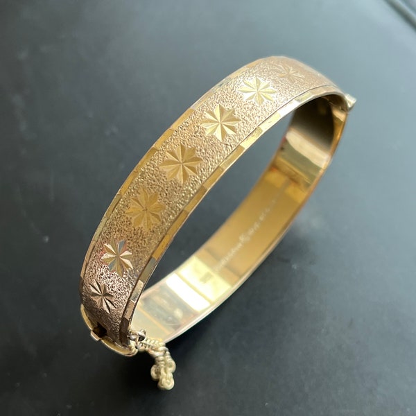 Heavy 9ct Rolled Gold Bangle  Retro Classic Solid Bracelet