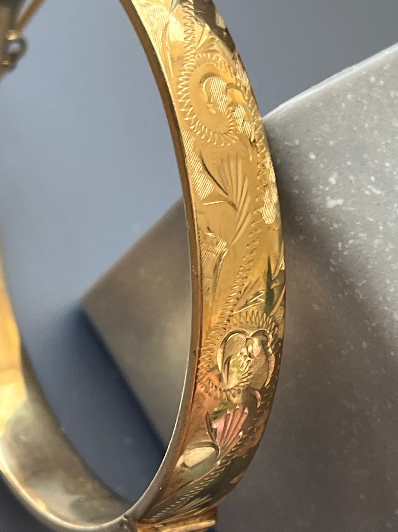 Vintage 9ct Gold Metal Cored Bangle Bracelet Etsy UK