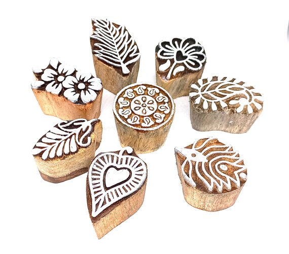 8 Pack Wooden Block Stamps for Painting Scrapbook Print and Etsy