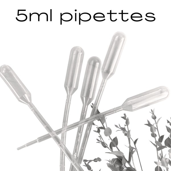 5 Pipettes 5ml Disposable Dropper | Transfer Essential Oils | Resin | Soapmaking | Montessori Activities | Paint Art Projects