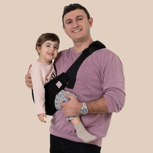 Baby sling carrier, %100 cotton, hold up to 20kg, easy to use, baby shower gift for new dad and new mom, black