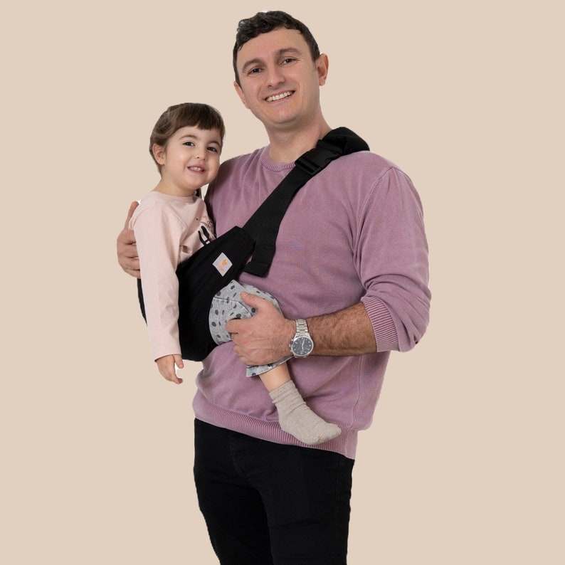 Baby sling carrier, %100 cotton, hold up to 20kg, easy to use, baby shower gift for new dad and new mom, black