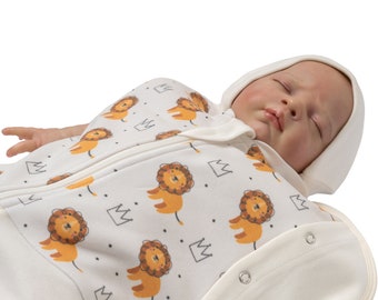 Neugeborenen Baby Swaddle mit Mütze, König Muster, Baumwolle, 0-6 Monate, Geschenk für Baby Jungen