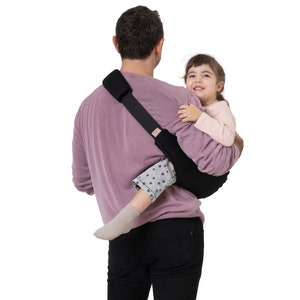 Baby sling carrier, %100 cotton, hold up to 20kg, easy to use, baby shower gift for new dad and new mom, black back