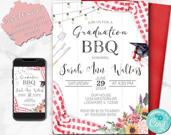 Graduation Cook Out Invitation- Personalized Graduation Invitation - Graduation BBQ - High School Graduation - College Graduation Invitation