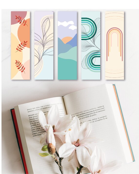 Printable Bookmarks 5 Design Ready to Print Digital Etsy