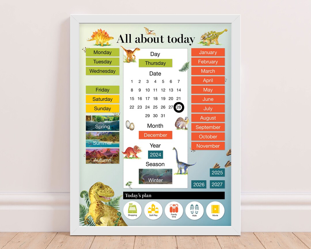Calendar for Kids, Dinosaur Calendar, My First Calendar, Learning ...