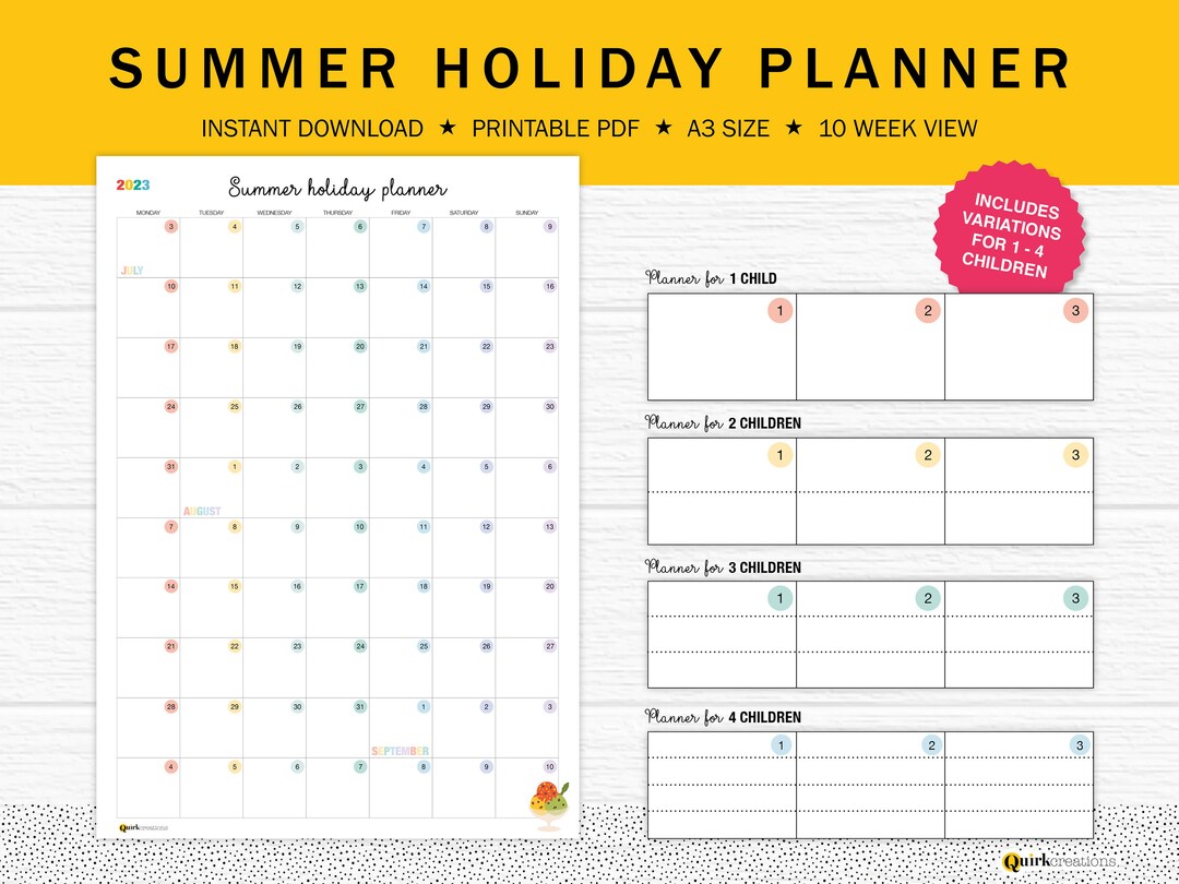 Summer Holiday Planner 2023 Printable School Holiday Planner - Etsy