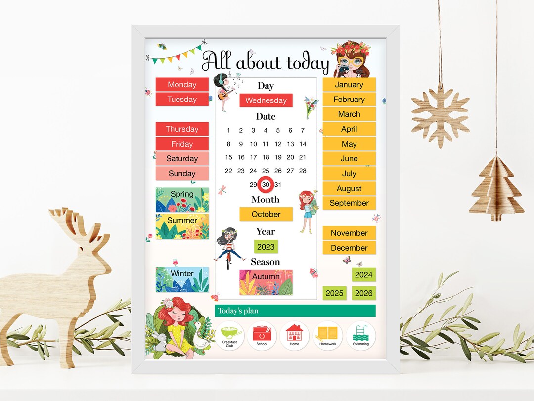 learning-calendar-magnetic-calendar-for-kids-childrens-etsy