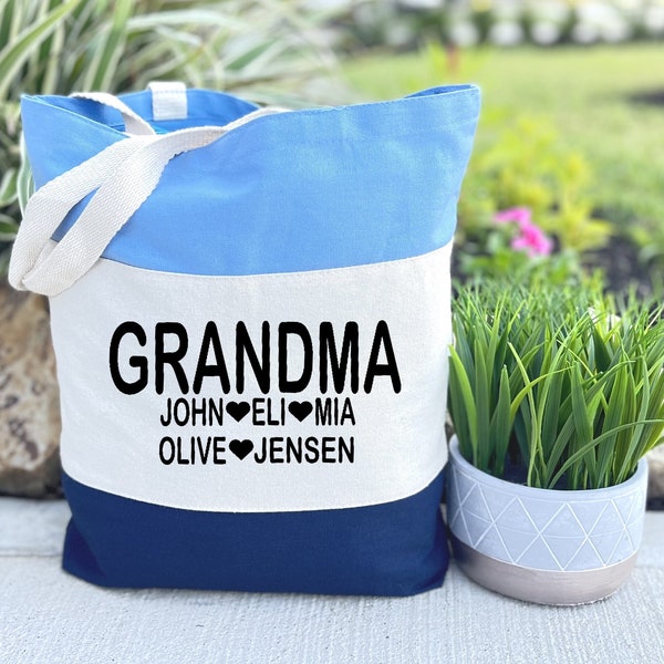 Personalized Grandma Tote Bag, Personalized Grandma Gift, Custom Gift for Grandma, Customized Mother's Day Gift, Gift from Grandchildrens