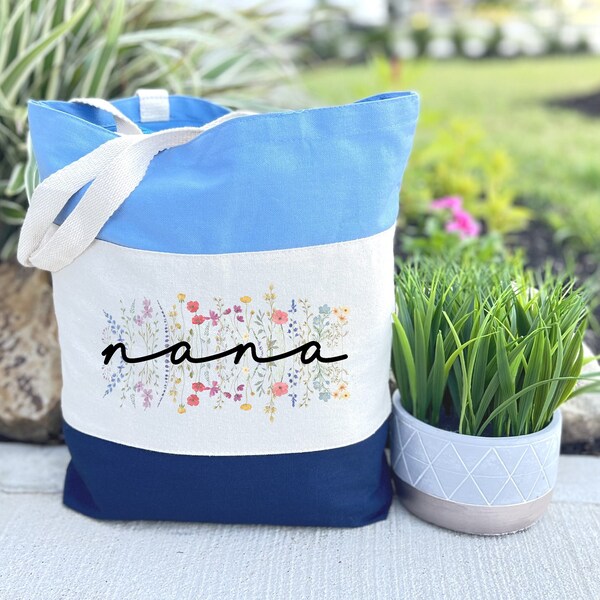 Nana or Grandma Tote Bag, Nana Canvas Bag, Grandma Personalized Gift Tote Bag, Great Mothers Day Gift for Grandma Nana from Grandkids