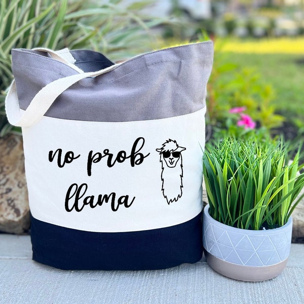 No Prob Llama Tote Bag, Llama Is My Spirit Animal, Llama Canvas Bag, Llama Gift, No Probllama Tote Bag, Funny Llama Art Print, Birthday Gift