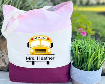 Personalized Bus Driver Gift, Bus Driver Tote Bag, Custom Name Bus Driver Gift, Canvas Tote Bag, School Bus Gifts, Funny Bus Driver Gift