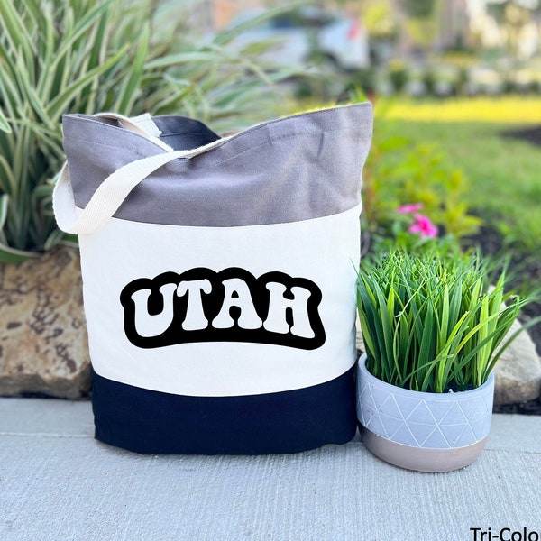 Utah Tote Bag, Utah Trip Gift, Travel Bag, Canvas Grocery Bag, Shoulder Tote Bag, Gift for Women, Funny Xmas Gift, Reusable Bag, Shopper Bag
