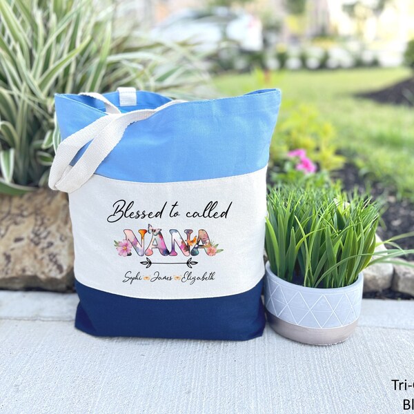 Grandkids Names Tote Bag, Personalized Blessed To Called Nana Bag, Custom Nana Canvas Tote Bag, Nana and Grandkids Tote Bag, Gift for Family