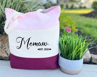 Memaw Est 2024 Tote Bag, Custom Memaw Tote Bag, Gift For Mimi, Grandma Gift, Cool Memaw Gift, New Trend Bag, Personalized Memaw Est 2024 Bag