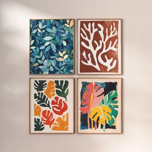 Abstract botanical painting set, boho wall art, Matisse poster, minimalist decoration, design poster, botanical wall decoration, plants