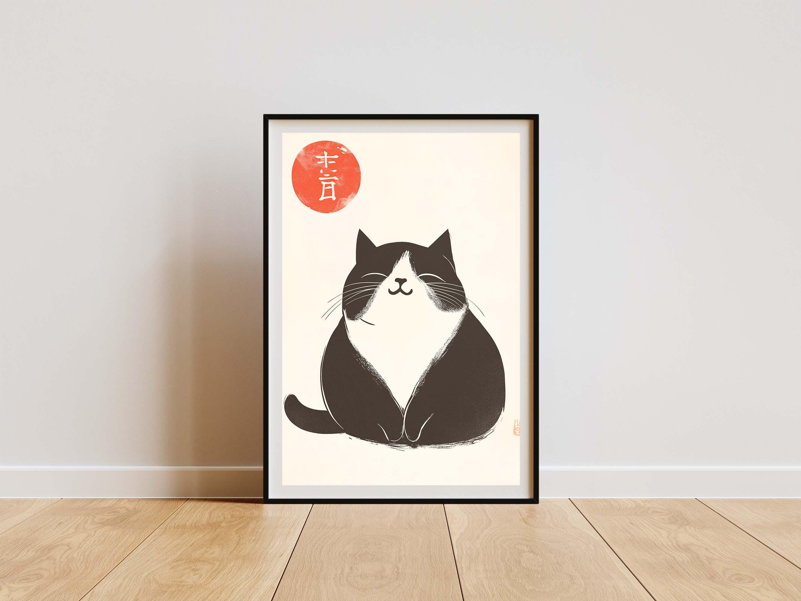 4 Matsumoto Hoji Style Cat Posters, Ukiyo-e Wall Art, Japan Wall Art ...