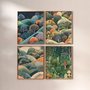 Yayoi Kusama theme poster, art decoration, landscape wall art, abstract digital art, Japanese wall art, modern design wall decoration