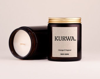 Duftkerze mit Spruch: Kurwa. | Kerze mit lustigem Text als Geschenk