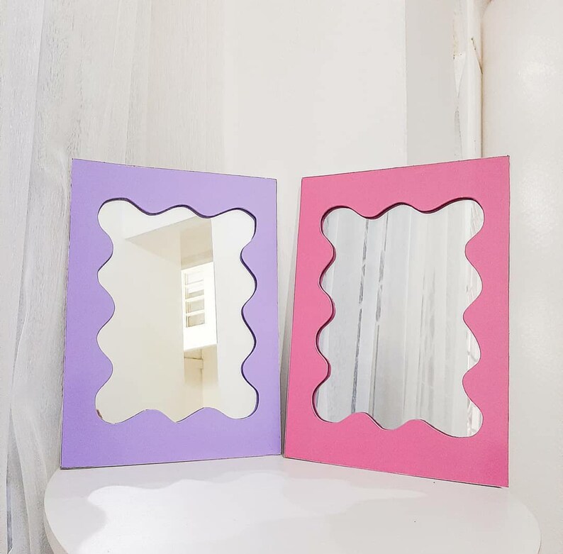 Wavy Floor Mirrorcurly Mirrorwooden Edged Full Length Etsy
