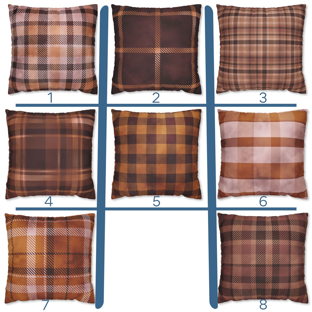 Burgundy, Rust and Brown Plaid Pillows and Pillow Covers, Throw Pillows