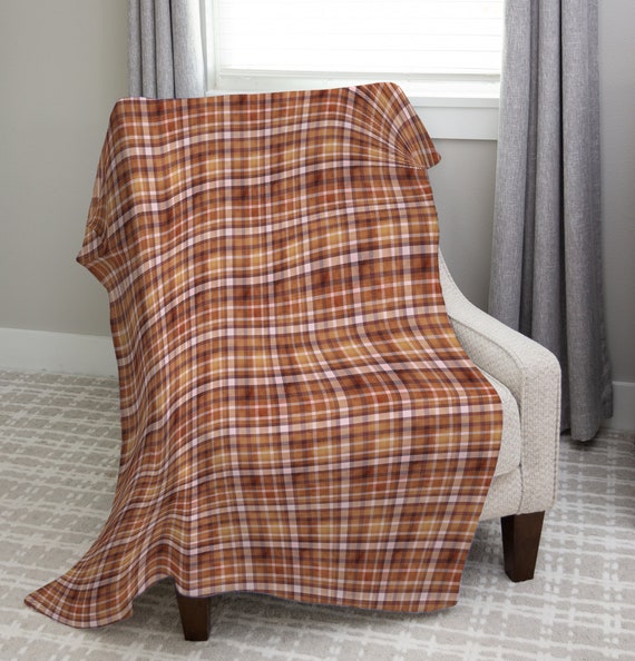 Rust and Burgundy Plaid Blanket Soft Throw Blanket Blankets and