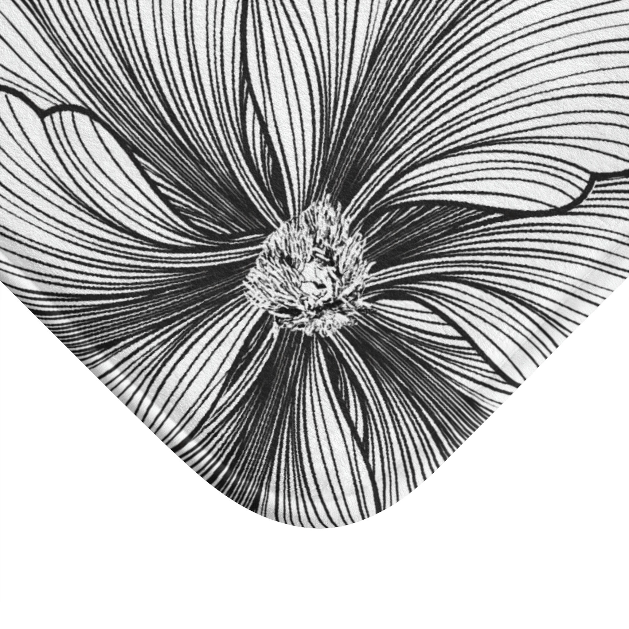 Bold Black and White Floral Bath Mat With Coordinating Shower Curtain