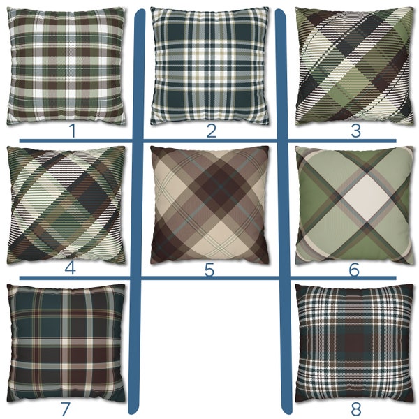 Green Plaid Pillow Etsy