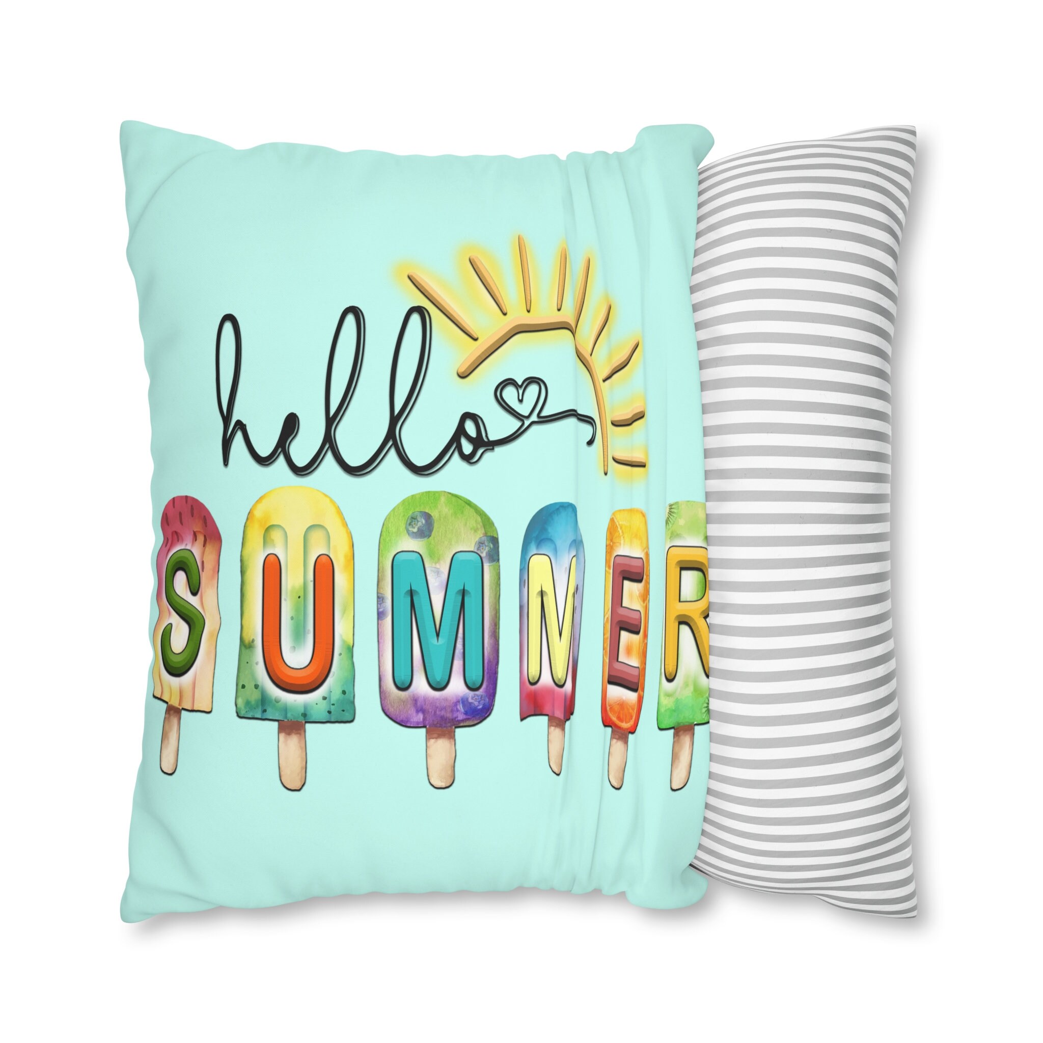 Bright Colorful Hello Summer Throw Pillows and Pillow Covers Etsy