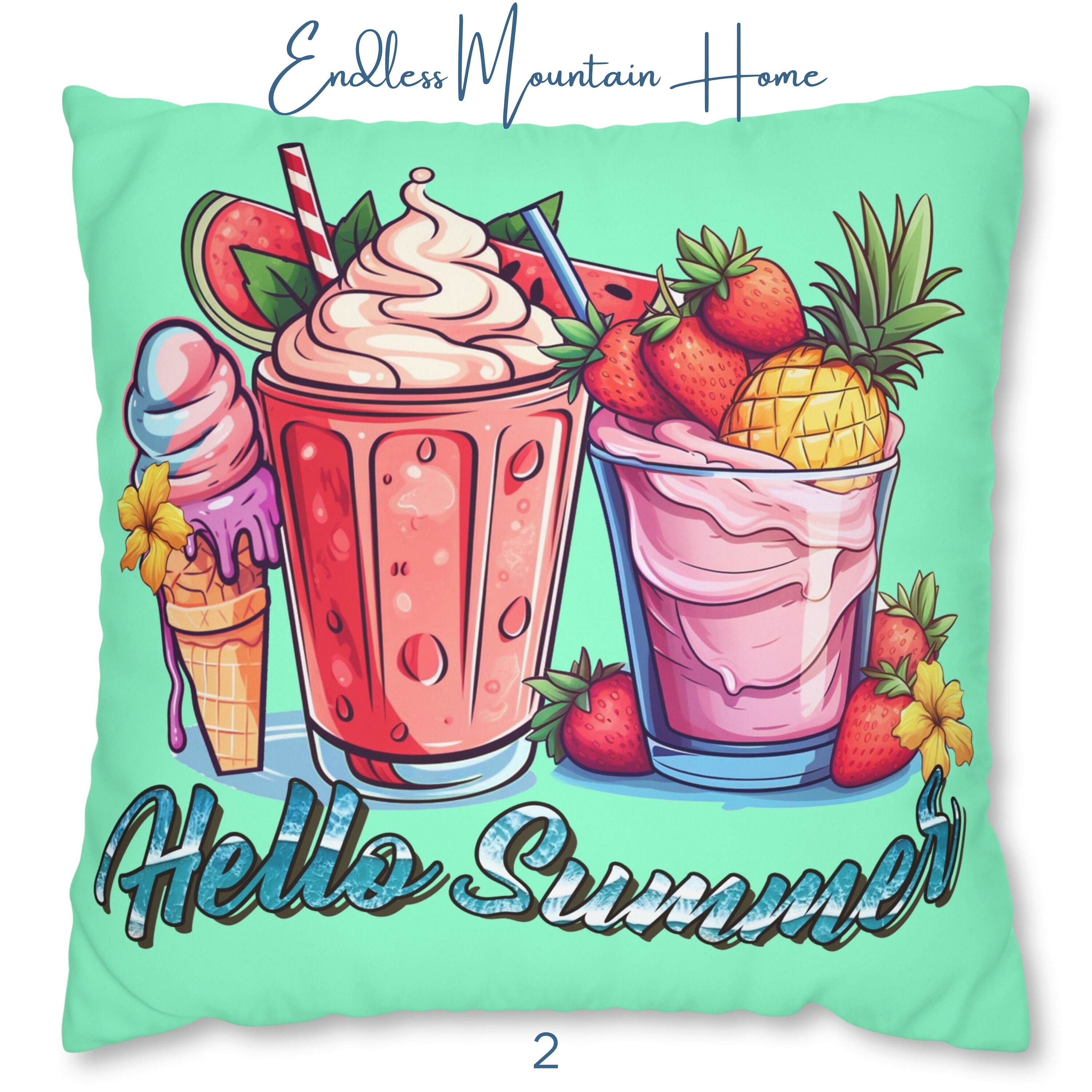 Bright Colorful Hello Summer Throw Pillows and Pillow Covers Etsy