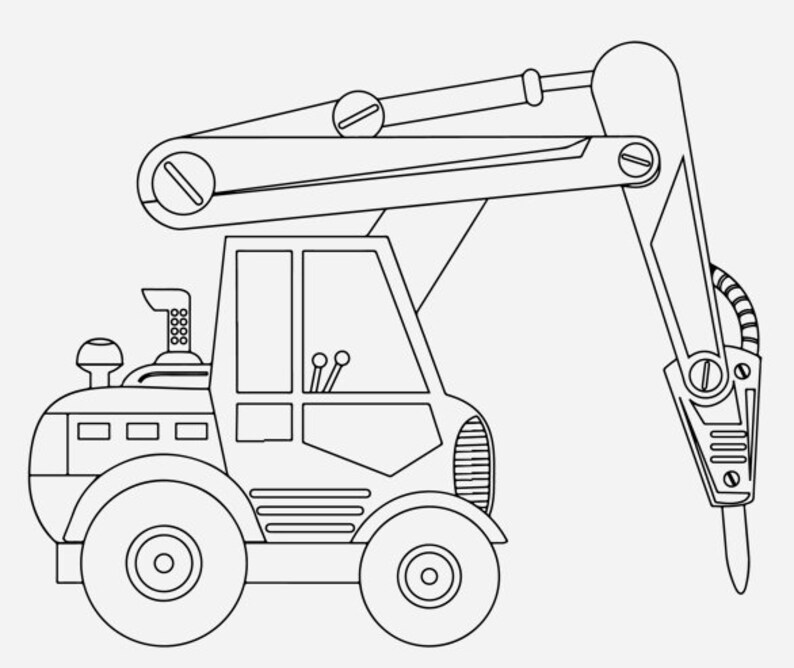Construction Machinery Coloring Pages Digital Download - Etsy