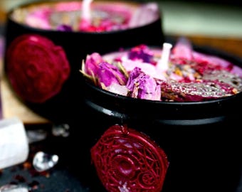 Ritual candle "Free your inner witch" with crystals and link to meditation*Magic Amethyst candle*special spiritual gift