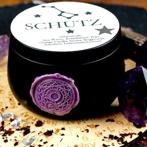 Ritual Kerze Schutz mit KristallenMagische Kerze Bergkristall Amethystbesonderes spirituelles Geschenk Bild 8