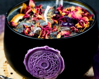 Ritual candle "Protection" with crystals*Magic candle rock crystal amethyst*special spiritual gift