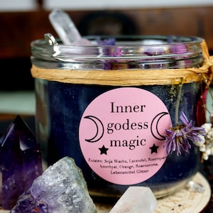 Ritual Kerze Inner godess Magic mit KristallenMagische Kerze Rosenquarz Amethystbesonderes spirituelles Geschenk Bild 1