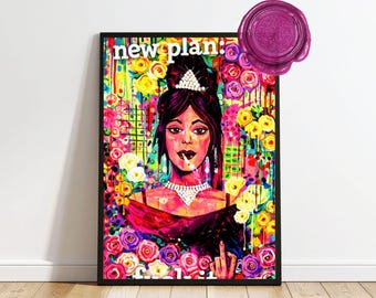 Fine Art Print "New plan: fuck it" - Edgy female Portrait* Bold Statement art * Modern witch vibe