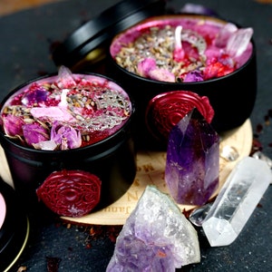 Ritual Kerze Free your inner witch mit Kristallen und link zur MeditationMagische Kerze Amethystbesonderes spirituelles Geschenk Bild 7