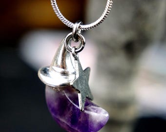 Magische Amethyst Kette*Rohstein Schmuck*besonderes spirituelles Geschenk*witchystyle