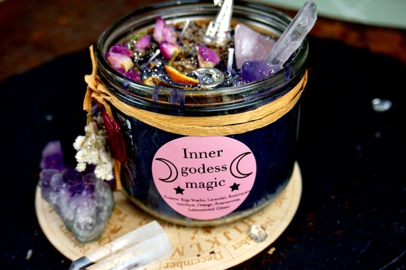 Ritual candle Inner godess Magic with crystalsMagic candle Rose Quartz Amethystspecial spiritual gift image 10