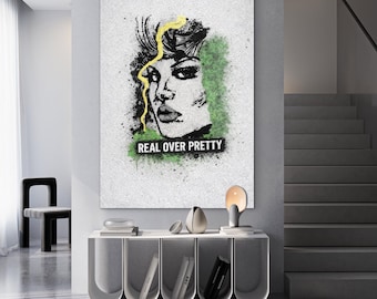 Wydruk artystyczny „Prawdziwe ponad ładne”*wzmocnienie pozycji kobiet*siła kobiet*specjalny prezent*miłość do siebie*wyrazista sztuka*odważna sztuka