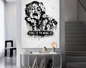 Wydruk artystyczny „POCZUJ TO, ABY TO UZDROWIĆ” *Plakat artystyczny*wzmocnienie pozycji kobiet*specjalny prezent*nowoczesna sztuka ścienna*sztuka współczesna*nowoczesna wiedźma