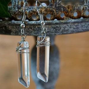 Rock crystal earrings, creoles, statement earrings, crystal jewelry, raw quartz earring, raw crystal jewlery, crystal jewlery, earings