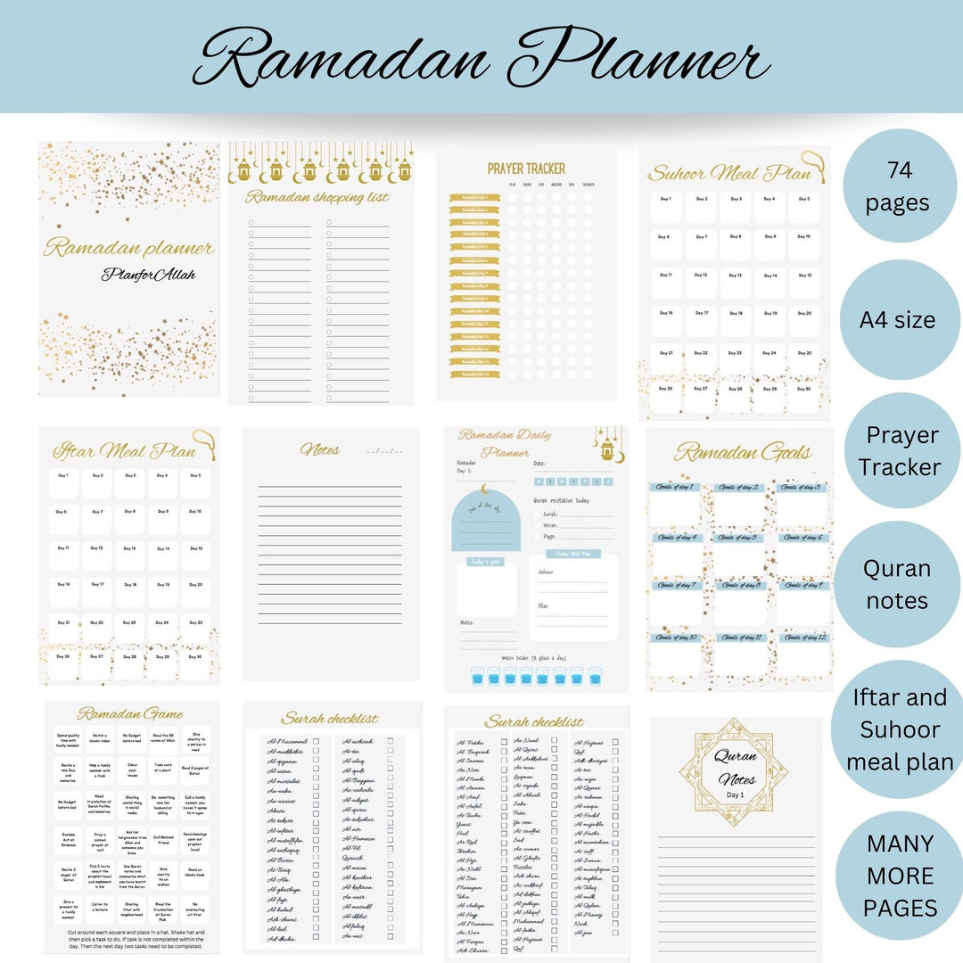 Ramadan Planner/ Blue Ramadan Planner / Digital Ramadan Planner ...