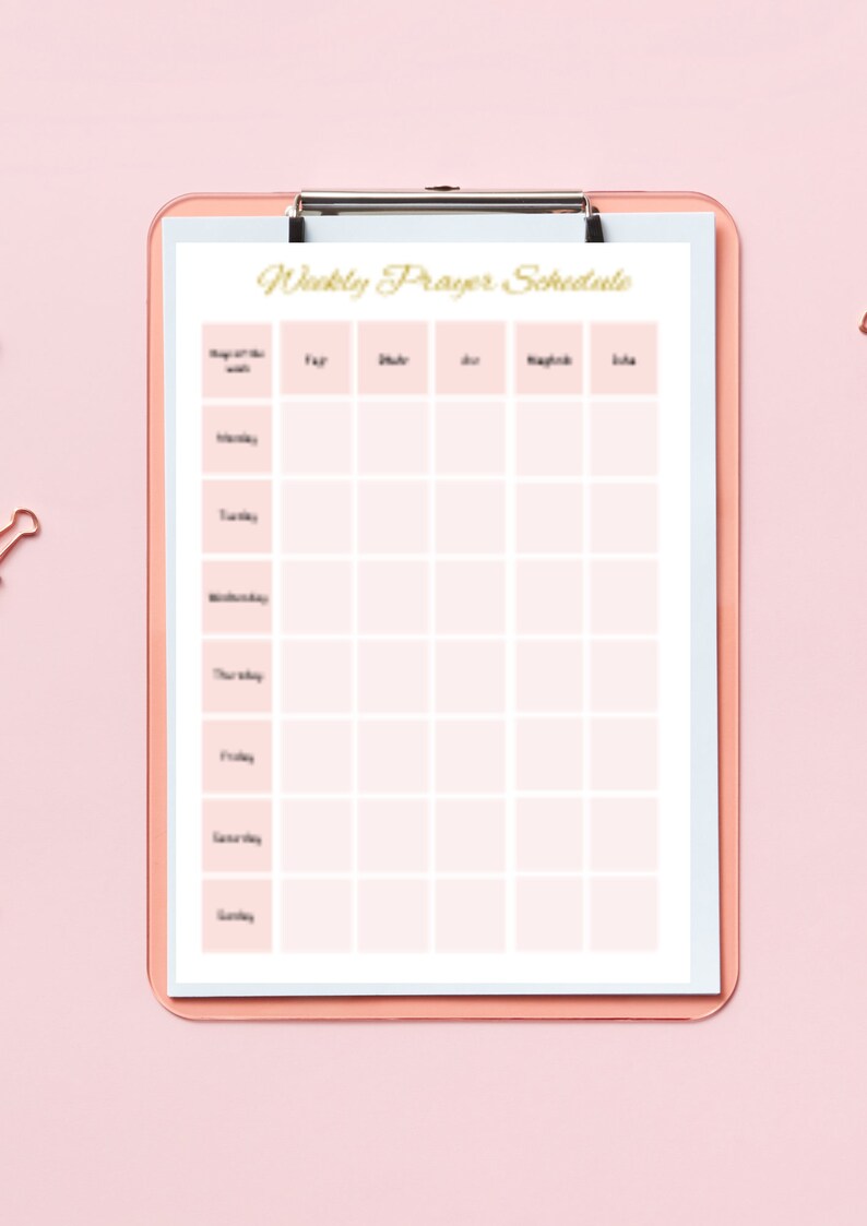 Prayer Checklist Weekly Prayer Schedule Islamic Prayer Etsy Prayer checklist weekly prayer schedule islamic prayer etsy