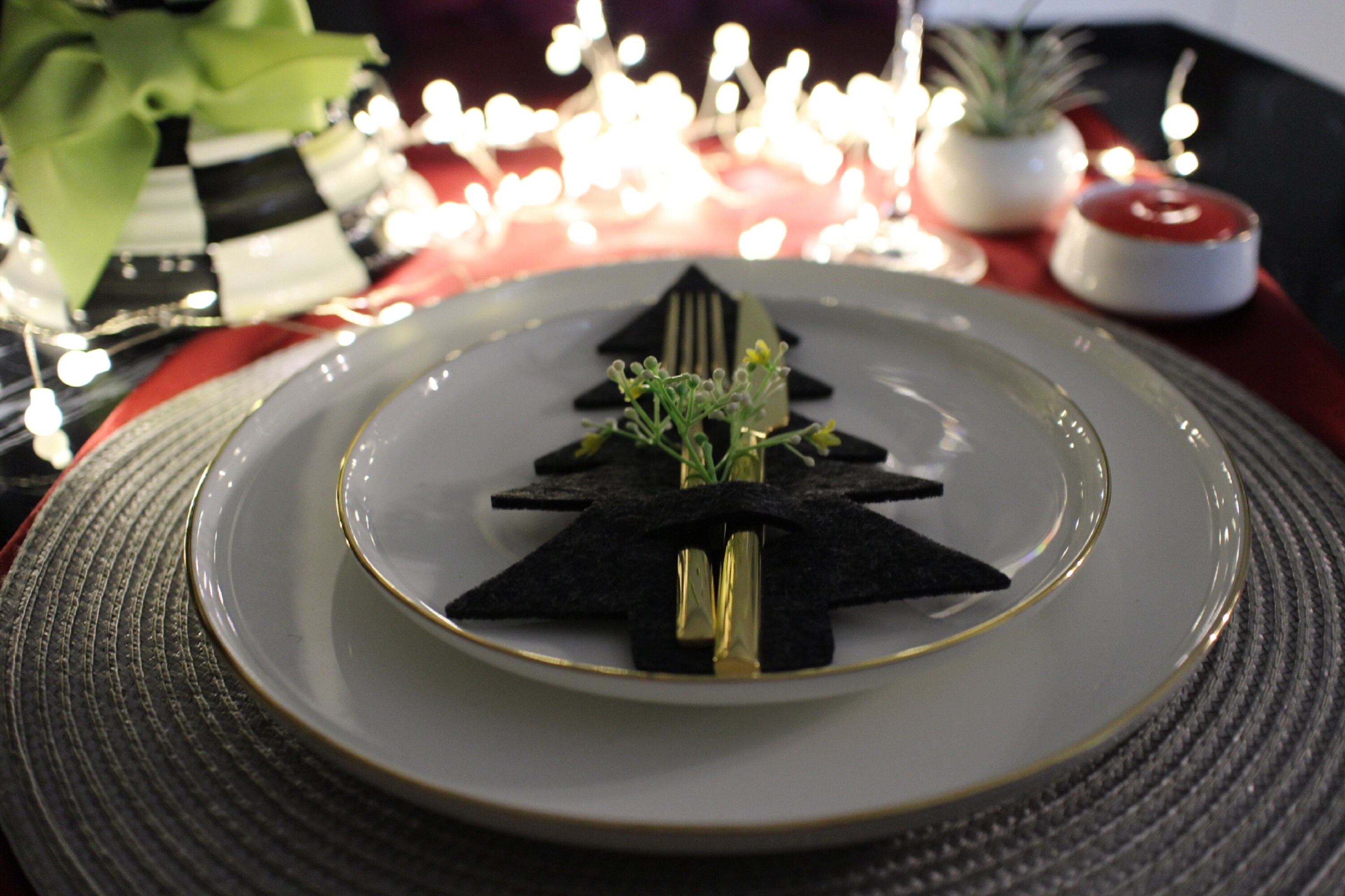 Felt Christmas Tree Napkin Holder Place Holder Christmas Place Setting