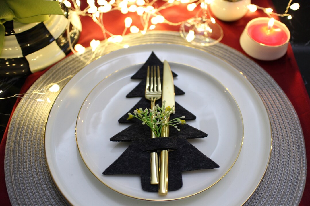 Felt Christmas Tree Napkin Holder Place Holder Christmas Place Setting