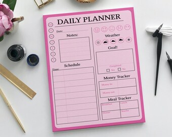 Printable Daily Planner, Pink Daily Planner, To Do List, Instant Download, Printable Schedule