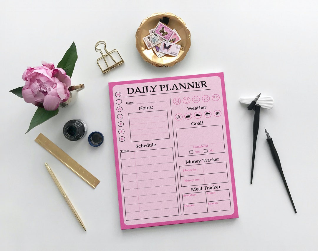 Printable Daily Planner, Pink Daily Planner, to Do List, Instant ...