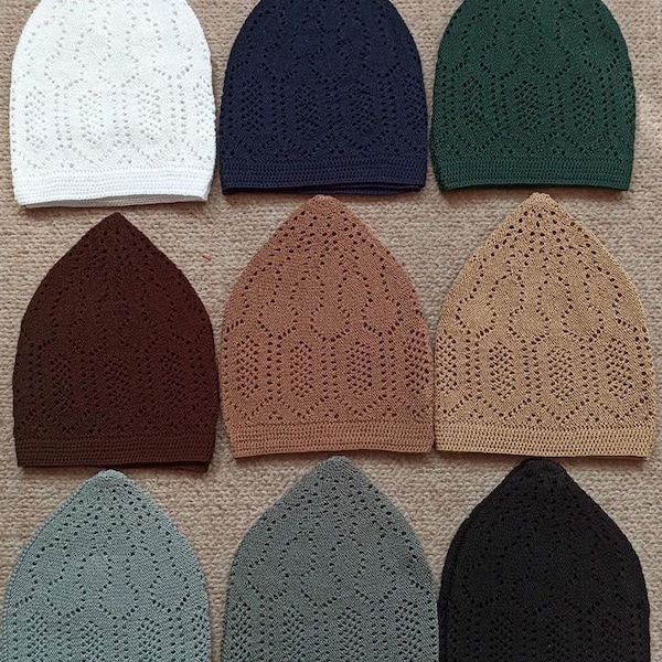 3 Pieces Men's Skull Cap Muslim Islamic Prayer Hat I Knitted I Wool I Velvet I Eid favors I Muslim Gift Favors I Ramazan Gift Favors I Skull